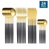 24pcs/Set Stainless Steel Cutlery; Portuguese Cutlery Spoon; Western Cutlery Set - Silver + White