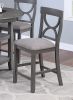 Counter Height Dining Table w Storage Shelve 4x Chairs Padded Seat Unique Design Back 5pc Dining Set Gray Color - as Pic