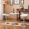 Baxton White Adjustable Height Wood and Chrome Metal Bar Table and 2 Chrome Air Lift Adjustable Swivel Stools Set - as Pic