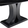 Faux Marble Dining Table Set with Convertible Base, Luxury Rectangular Kitchen Table for 6-8, Modern Black Faux Marble Dining Room Table with MDF Base