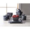 Dark Gray Square Stoneware 16-Piece Dinnerware Set