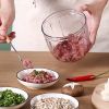 Manual Meat Grinder Vegetable Cutter Pound Garlic Artifact Shredder Baby Complementary Food Machine Hand Cut Pepper Capacity 520ml - Gray-blue