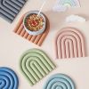 1pc Rainbow Silicone Heat Insulation Pad; Eco Friendly Soft Table Mat; Heat Resistant Silicone Trivets For Pots And Pans; Square Silicone Hot Pads - D