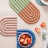 1pc Rainbow Silicone Heat Insulation Pad; Eco Friendly Soft Table Mat; Heat Resistant Silicone Trivets For Pots And Pans; Square Silicone Hot Pads - D