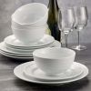 Anniston White Round Porcelain 12-Piece Dinnerware Set