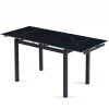 5-Pieces Functional Retractable Ceramic Table Dining Table Dining Set Including Yellow Velvet High Back Black Color Legs for Living Room,Dining Room,K