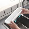 1pc Telescopic Sink Rack Over Sink Holder Organizer Rack Sponge Storage Drain Basket Dish Cloth Hanger For Home Kitchen - White