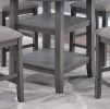 Counter Height Dining Table w Storage Shelve 4x Chairs Padded Seat Unique Design Back 5pc Dining Set Gray Color - as Pic