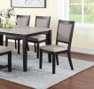 Contemporary Dining 6pc Set Table w 4x Side Chairs And Bench Padded Upholstered Cushion Seats Chairs Solid wood And Veneers Dining Room Furniture - as