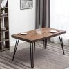 Amisos 6-Piece Dining Set, Hairpin Dining Table with 4 Chairs and Upholstery Bench, 3 Color Options - as Pic