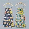 1pc Oil-proof And Waterproof Apron; Floral Pattern Kitchen Cooking Apron With Pocket - Pink
