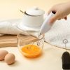 Mini Stainless Electric Handheld Egg Beater Household Kitchen Steel Coffee Milk Tea Blender Beat up the Cream Stirring - White