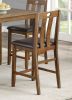 Brown Finish 5pc Counter Height Set Dining Table and 4 Chairs Upholstered Seat Wooden Kitchen Dining Furniture Set Transitional Style - as Pic