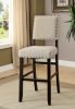 Antique Black Wooden 5pc Counter Height Dining Bar Set Table And 4x Chairs Ivory Linen Like Fabric Cushions Nailhead Trim Bar Chairs - as Pic
