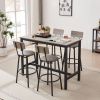 Bar Table Set with 4 Bar stools PU Soft seat with backrest, Grey, 47.24'' L x 23.62'' W x 35.43'' H - as Pic
