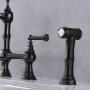 Bridge Dual Handles Kitchen Faucet With Pull-Out Side Spray in - as Pic