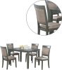 5pc Dining Room Set Dining Table w wooden Top Cushion Seats Chairs Kitchen Breakfast Dining room Furniture Oak Veneer Unique Design - as Pic