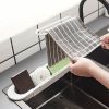 1pc Telescopic Sink Rack Over Sink Holder Organizer Rack Sponge Storage Drain Basket Dish Cloth Hanger For Home Kitchen - White