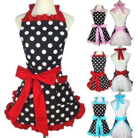 Retro Polka Dot Aprons For Women Girls, Waitress Chef, For