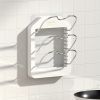 1pc Wall Mounted Pot Lid Rack; Free Punch Pot Cover Holder; Hanging Lid Organizer; Kitchen Accessories - White - Three layer pot lid rack
