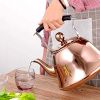 Rose Gold Stainless Steel Kettle; Streamlined Spout; Anti-scalding Handle; tea Kettle for Stove Top Whistling (Size : 1L)