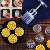 4 Stamps Moon Cake Mold Small Cakes Pastries Mold Plastic DIY Baking Mold 3D Flower 50g - Default