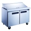Dukers DSP48-12-S2 Commercial 2-Door Refrigerated Sandwich Salad Food Prep Table in Stainless Steel - stainless ateel - R290