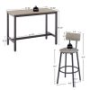 Bar Table Set with 4 Bar stools PU Soft seat with backrest, Grey, 47.24'' L x 23.62'' W x 35.43'' H - as Pic