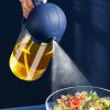 1pc 2-in-1 Oil Bottle Spray And Automatically Open Pour Olive Oil Gravy Boats Grill Sprayer Leak-proof Nozzle BBQ Kitchen Accessories - Blue