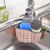 Adjustable Sink Drainer Kitchen Storage Rack Faucet Sponge Double Drainer Hanging Basket - Drainage Bag-pink