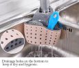Adjustable Sink Drainer Kitchen Storage Rack Faucet Sponge Double Drainer Hanging Basket - Drainage Bag-beige color