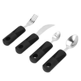 Weighted Utensils, Parkinsons Utensils Rubber Handle 4 Pieces Nonslip Grip For Parkinson - Fyydes (Option: Parkinson - Eotvia)