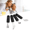 Weighted Utensils, Parkinsons Utensils Rubber Handle 4 Pieces Nonslip Grip For Parkinson - Fyydes
